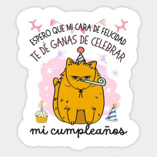 Birthday Cat Spanish Text Sticker